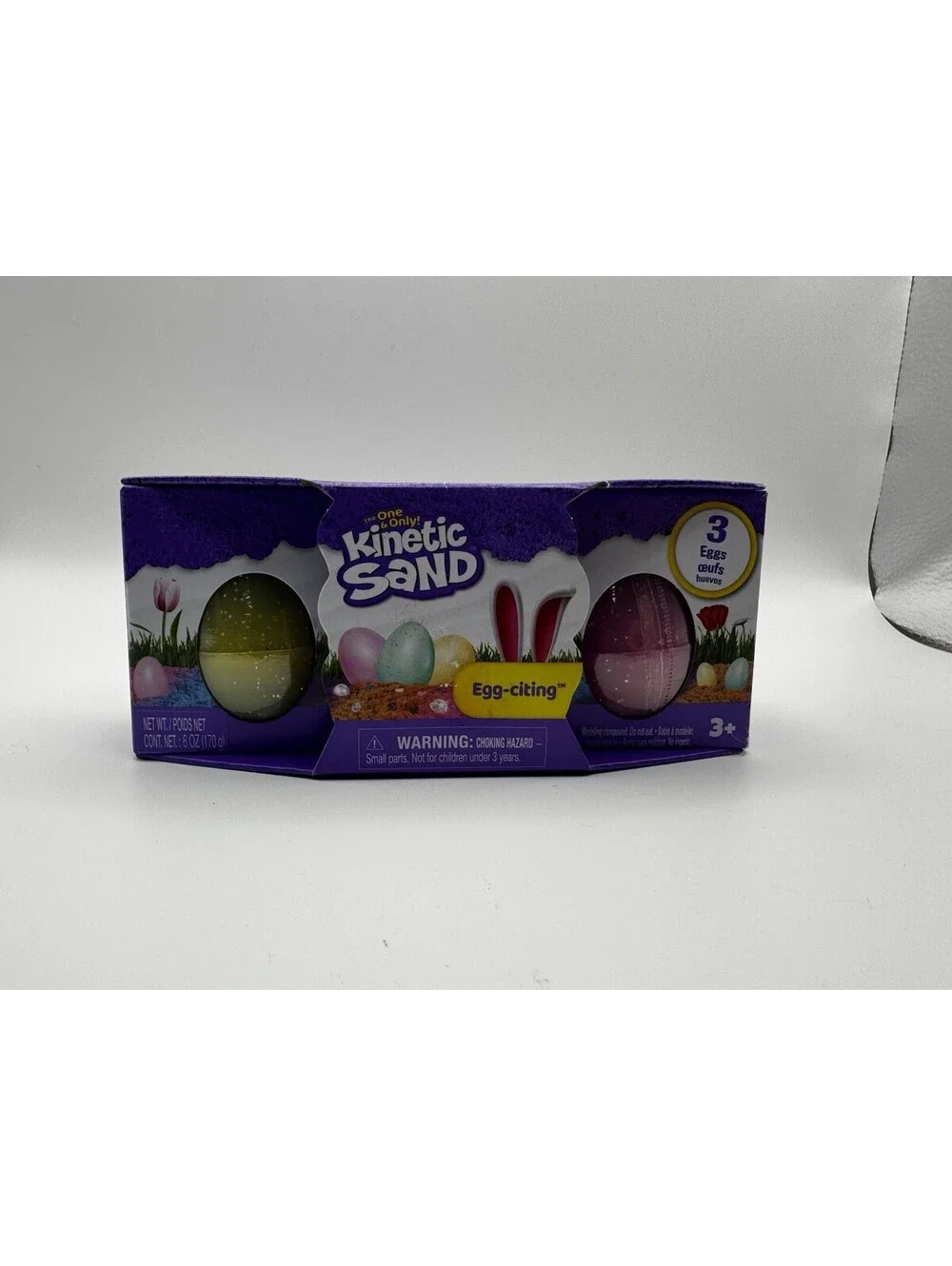 Kinetic Sand Egg-citing 3-Egg Kinetic Sand Set, pink, green, Yellow